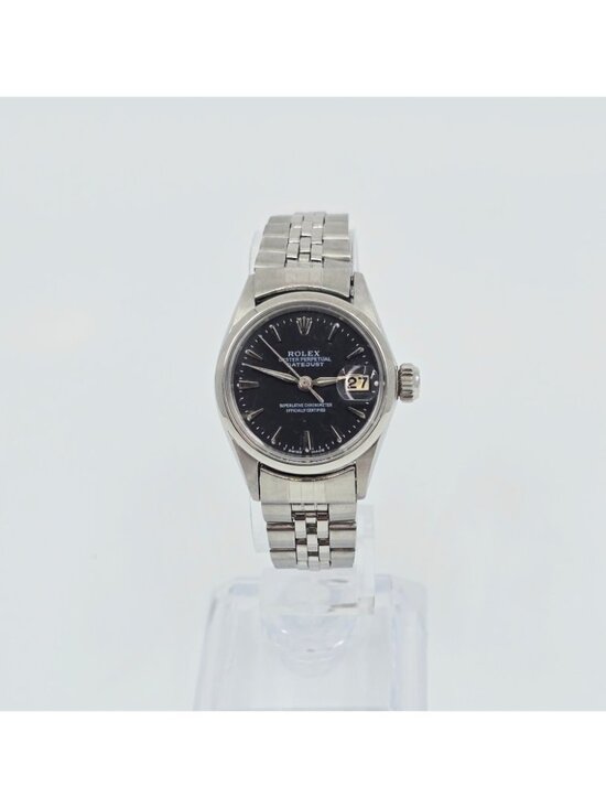 Rolex Lady Date 6516 Datejust Dial Black Tritium Jubilee 24mm Vintage Watch main image 11